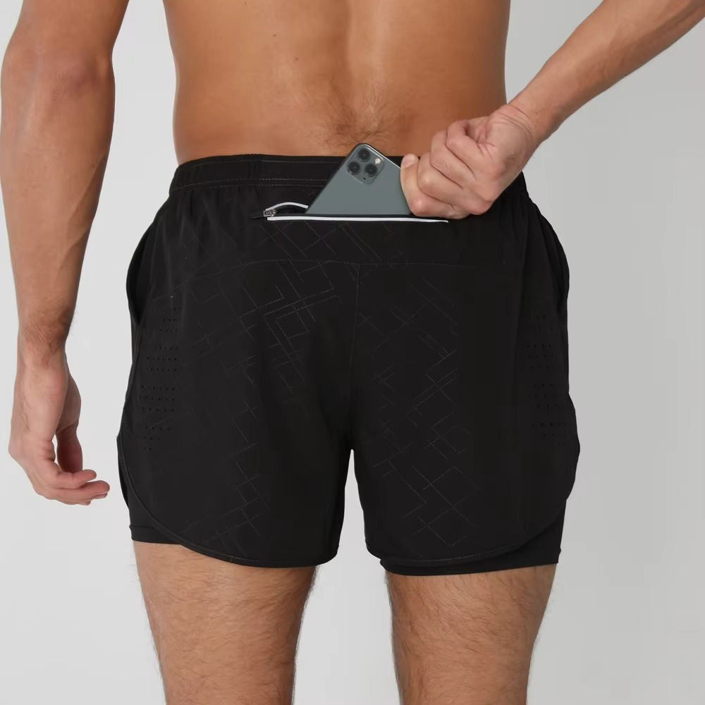 Men’s 2-in-1 Quick-Dry Training Shorts – Swim, Gym & Running Shorts with Pockets