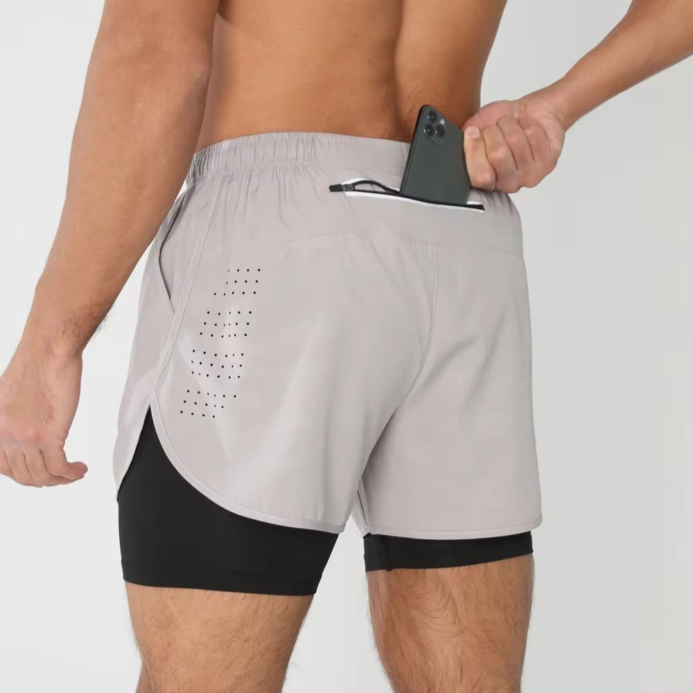Men’s 2-in-1 Quick-Dry Training Shorts – Swim, Gym & Running Shorts with Pockets