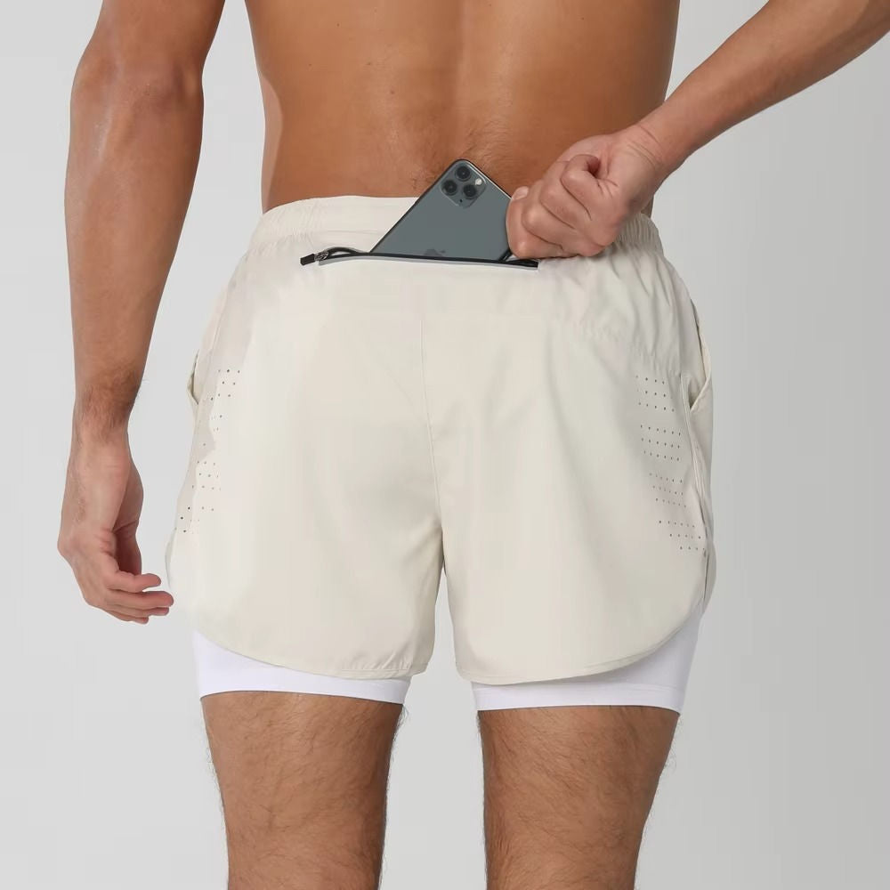 Men’s 2-in-1 Quick-Dry Training Shorts – Swim, Gym & Running Shorts with Pockets