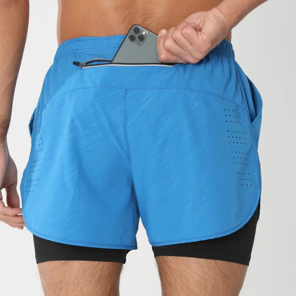 Men’s 2-in-1 Quick-Dry Training Shorts – Swim, Gym & Running Shorts with Pockets