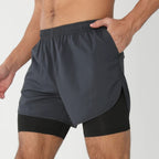 Men’s 2-in-1 Quick-Dry Training Shorts – Swim, Gym & Running Shorts with Pockets
