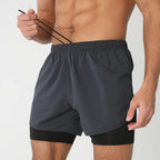 Men’s 2-in-1 Quick-Dry Training Shorts – Swim, Gym & Running Shorts with Pockets