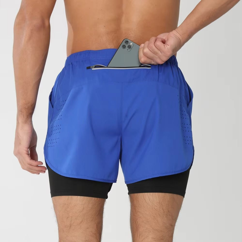 Men’s 2-in-1 Quick-Dry Training Shorts – Swim, Gym & Running Shorts with Pockets