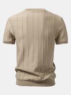 Striped Crew Neck T-Shirt for Men – Casual Everyday Basic Top, Soft Breathable Polyester Tee, Regular Fit Minimalist Shirt