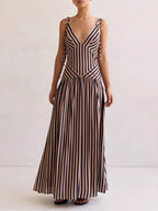 Women’s Tie-Front Zipper Maxi Dress – Sleeveless Elegant Evening Gown