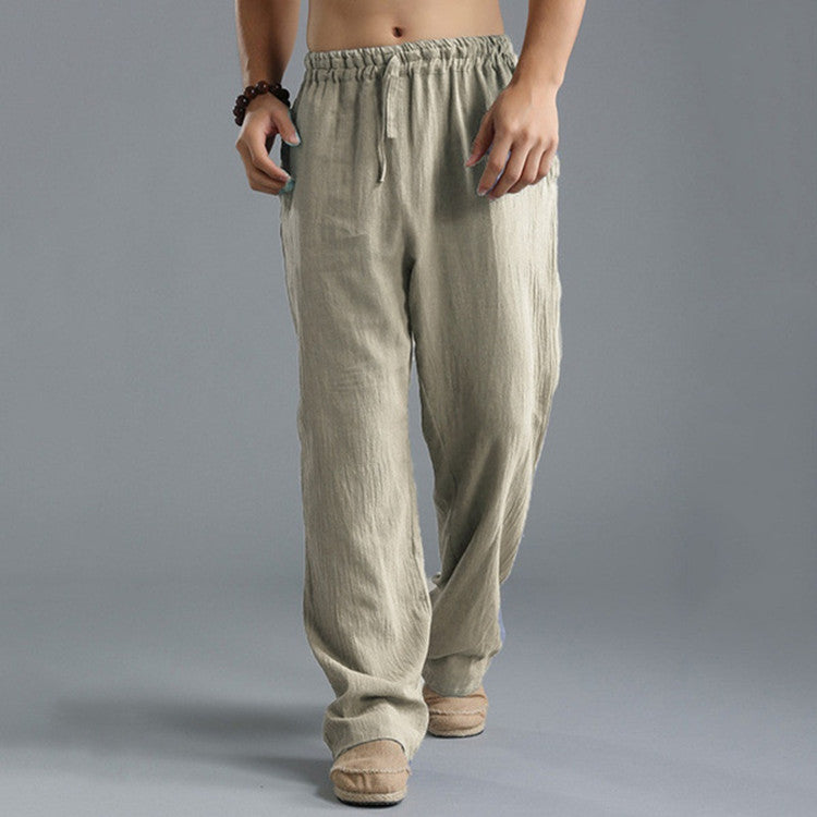Men’s Linen Trousers – Breathable Relaxed Fit with Elastic Waistband
