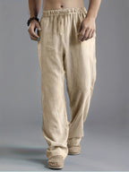 Men’s Linen Trousers – Breathable Relaxed Fit with Elastic Waistband