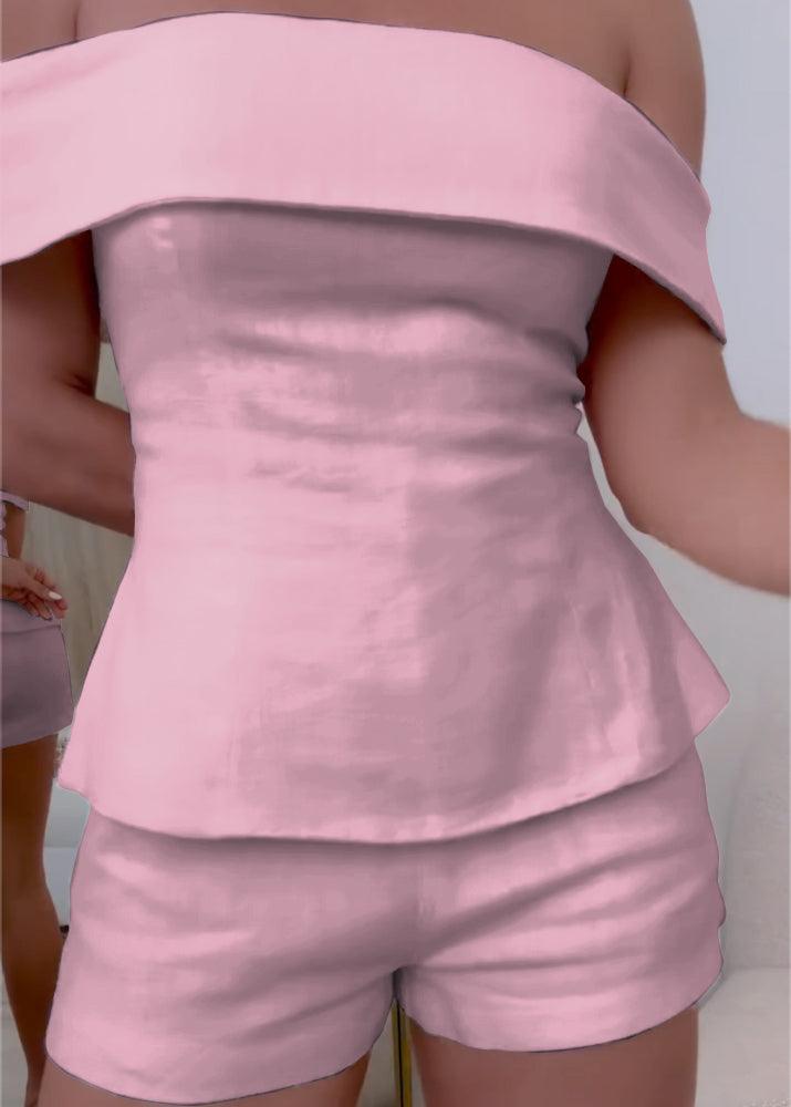 Women’s White Two-Piece Set – Cropped Button Top & Shorts Casual Cotton Blend Summer Outfit