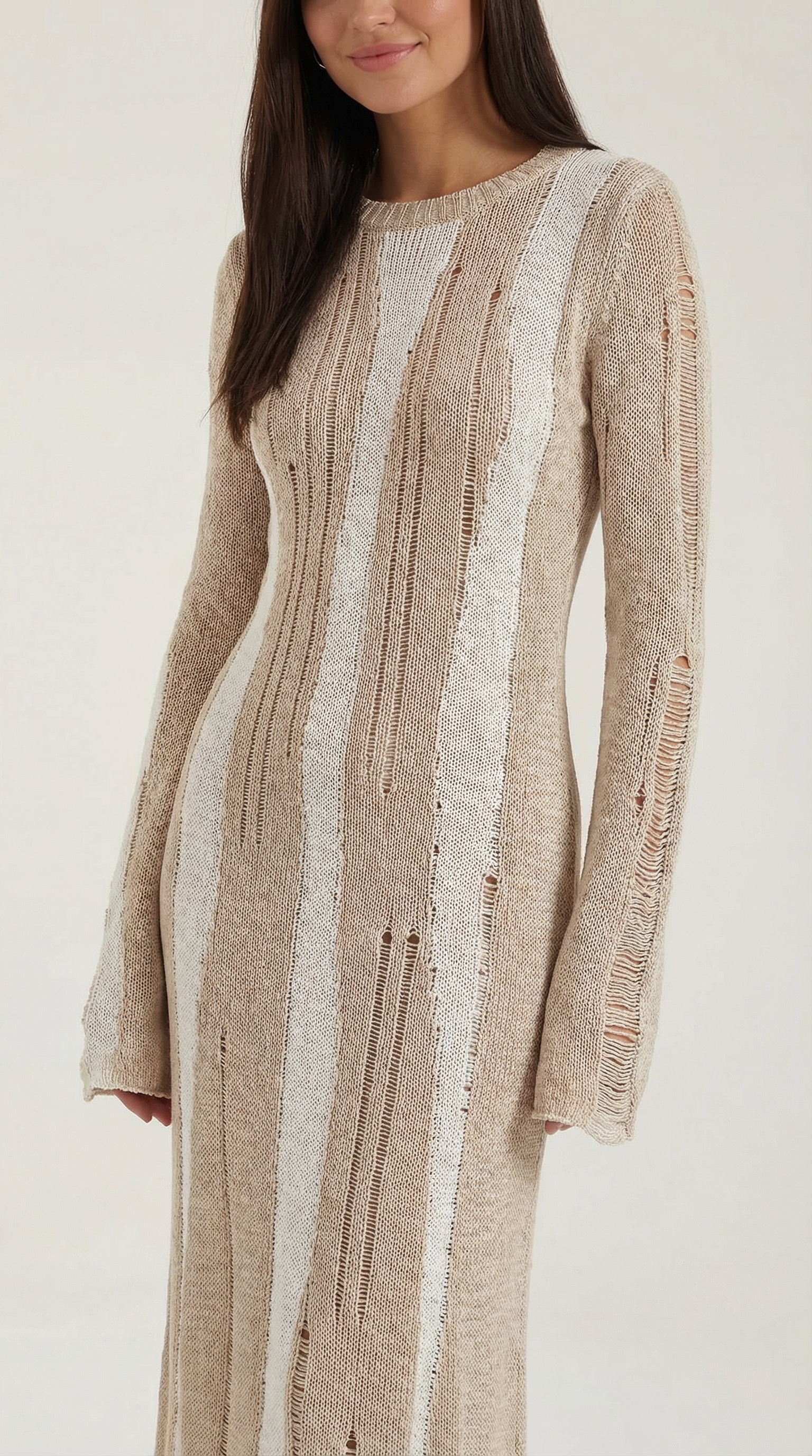 Tamsin Shimmer Knit Maxi Dress – Striped Stretch Floor-Length Elegant Dress