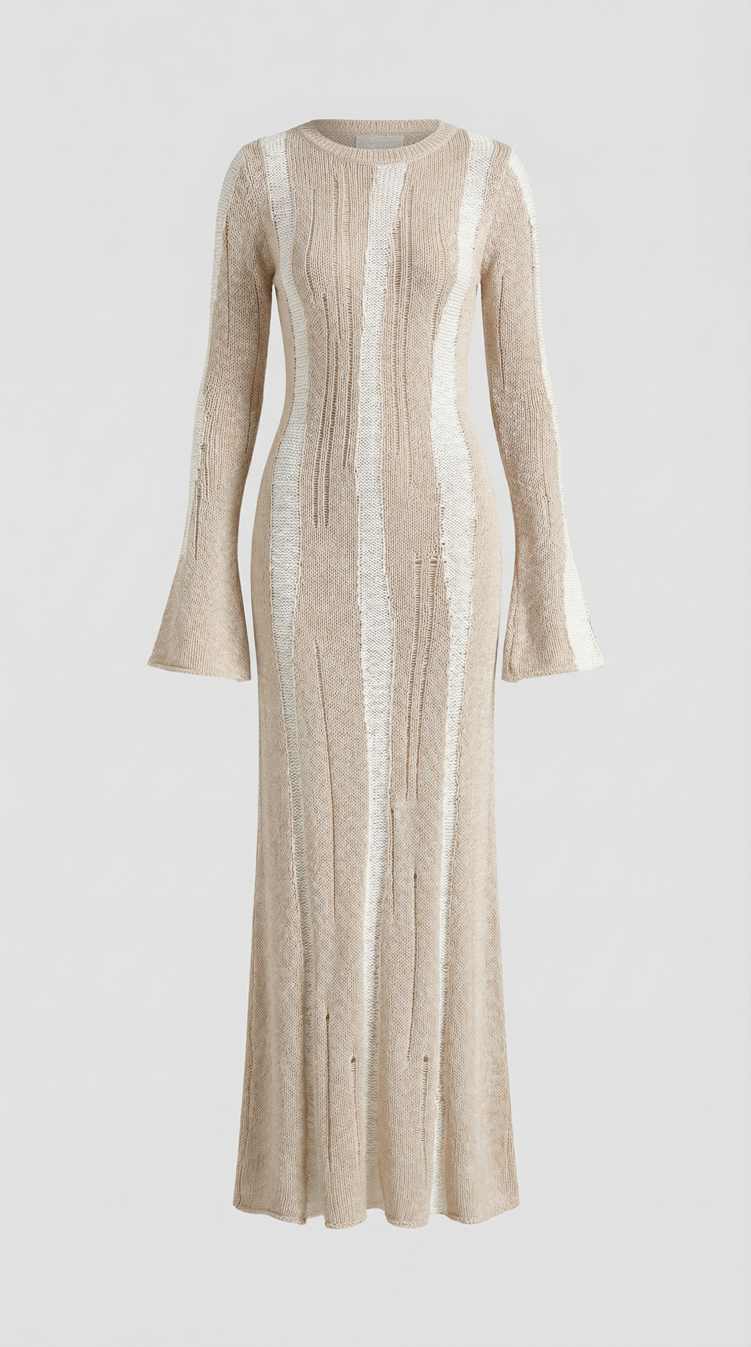 Tamsin Shimmer Knit Maxi Dress – Striped Stretch Floor-Length Elegant Dress