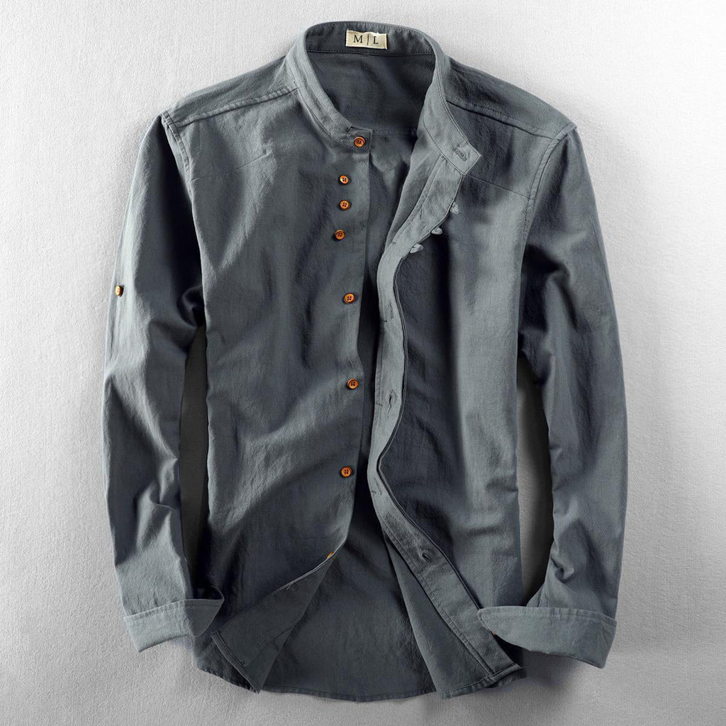 Theodore Willow Osaka Linen Shirt – High-Collar Cotton-Linen Summer Shirt