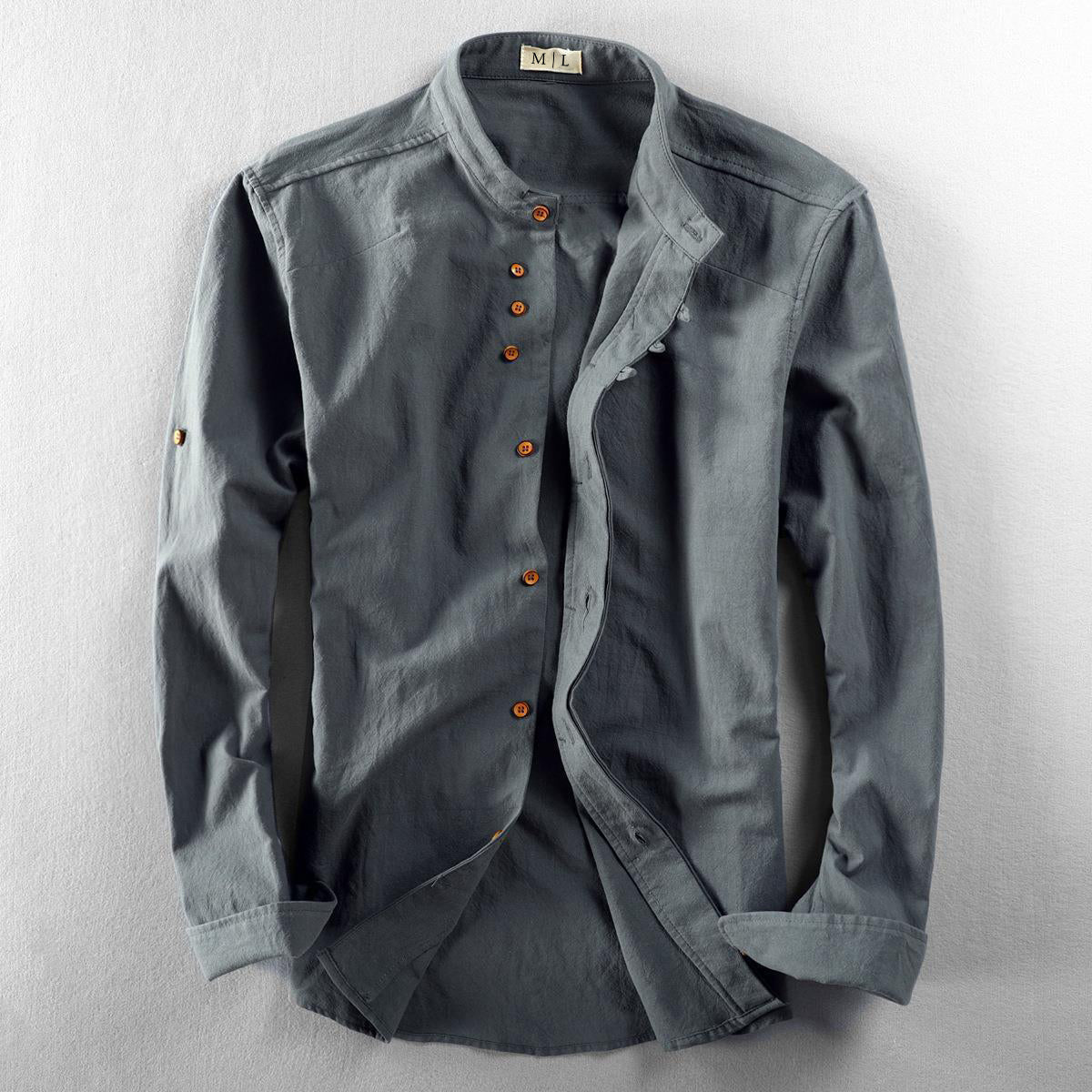 Theodore Willow Osaka Linen Shirt – High-Collar Cotton-Linen Summer Shirt