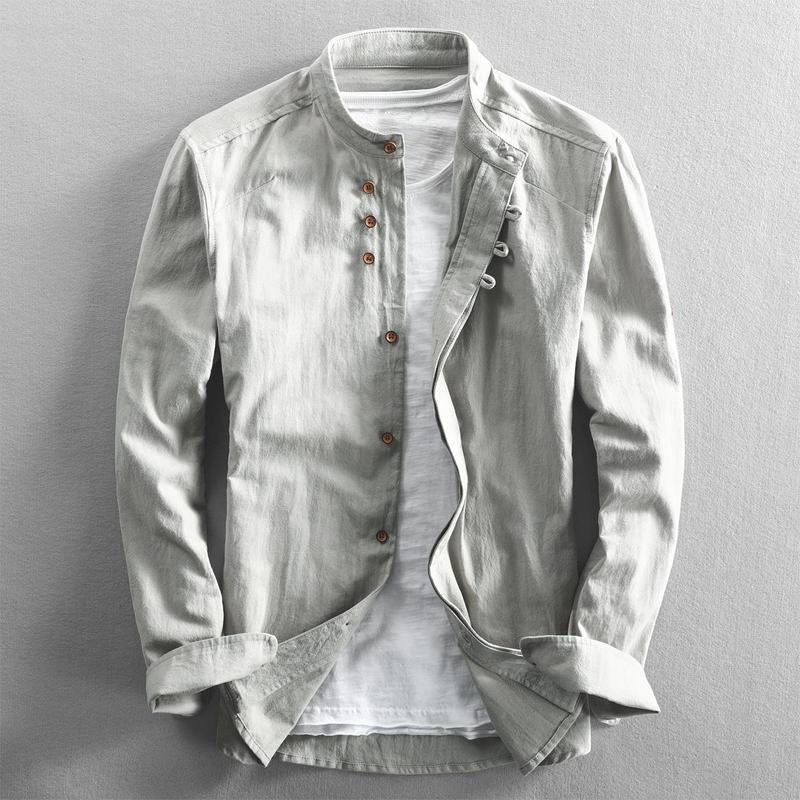 Theodore Willow Osaka Linen Shirt – High-Collar Cotton-Linen Summer Shirt