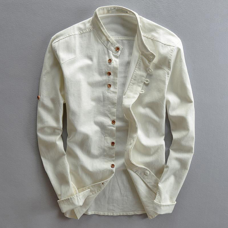 Theodore Willow Osaka Linen Shirt – High-Collar Cotton-Linen Summer Shirt