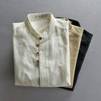 Theodore Willow Osaka Linen Shirt – High-Collar Cotton-Linen Summer Shirt