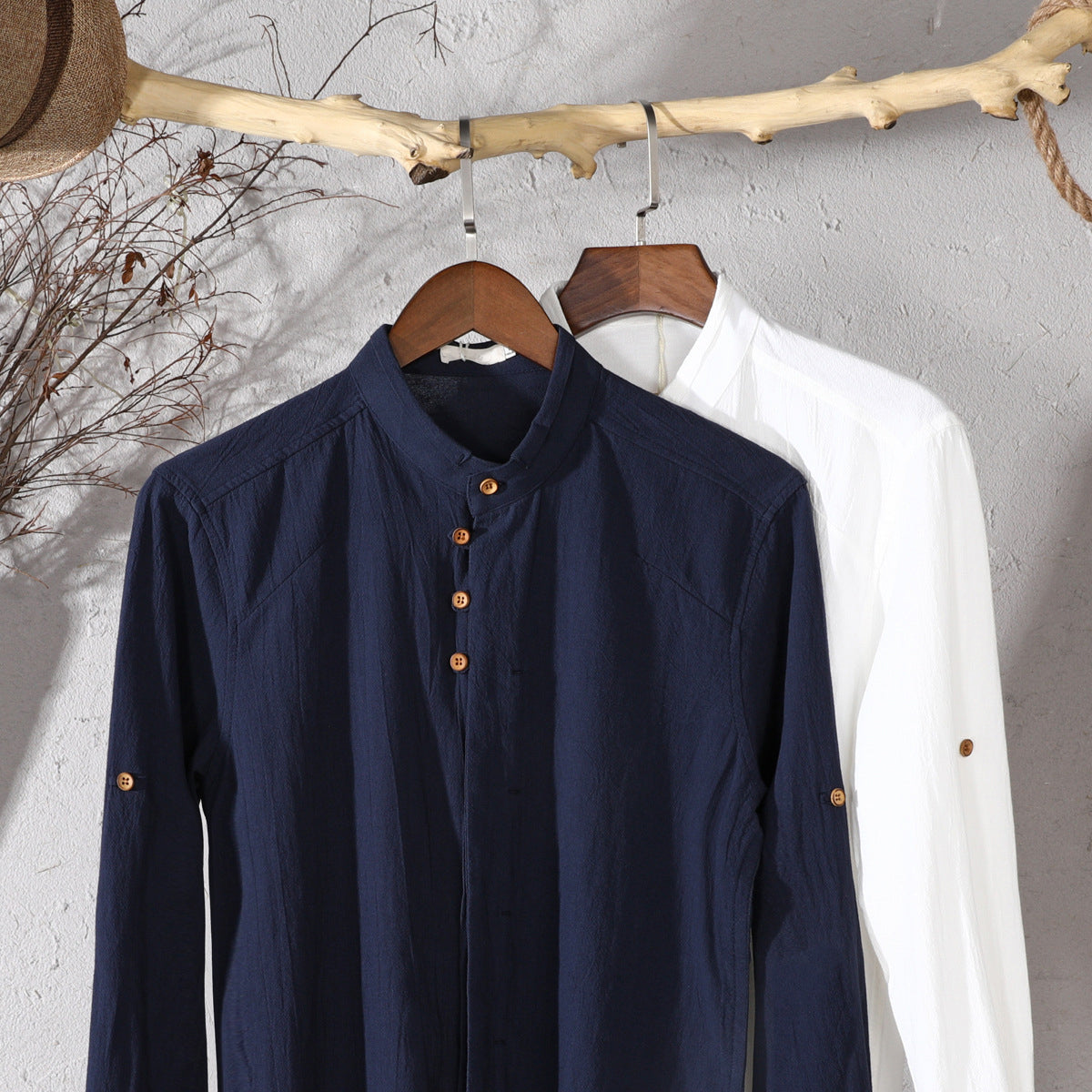 Theodore Willow Osaka Linen Shirt – High-Collar Cotton-Linen Summer Shirt