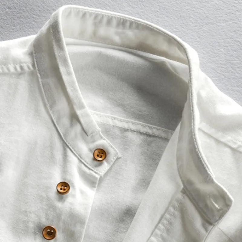 Theodore Willow Osaka Linen Shirt – High-Collar Cotton-Linen Summer Shirt