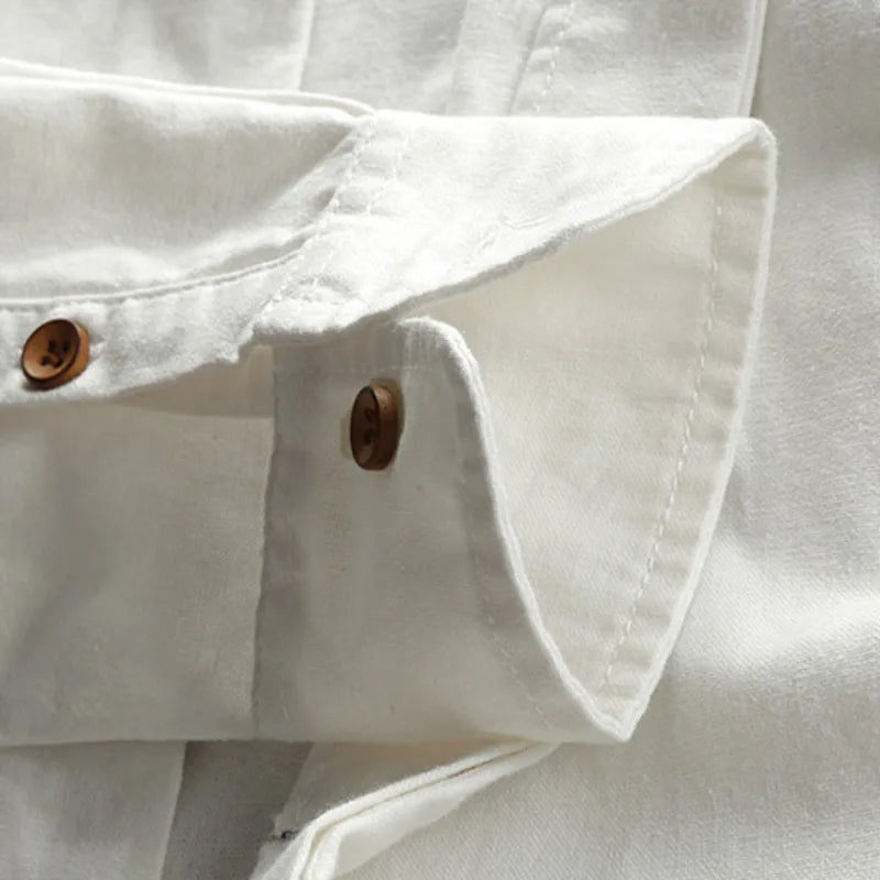 Theodore Willow Osaka Linen Shirt – High-Collar Cotton-Linen Summer Shirt