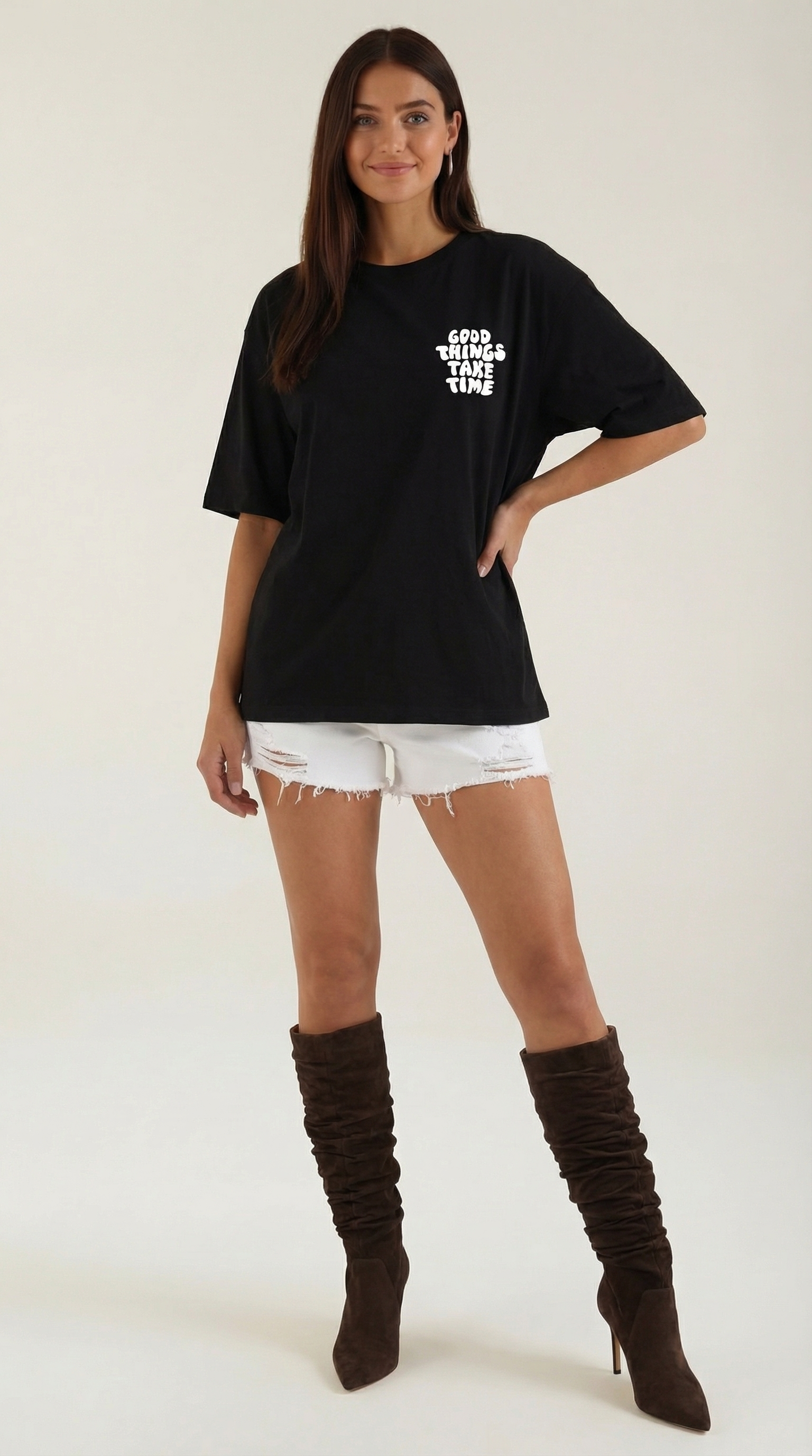 Vespera Oversized Graphic T-Shirt — Women’s Soft Cotton Relaxed Fit Inspirational Quote Streetwear Tee