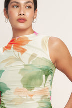 Vibrant Mesh Midi Dresses for Women with Body Contouring Design