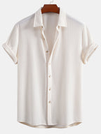 Men’s Casual Stretch Shirt – Polyester Spandex Blend, Comfortable Regular Fit Everyday Shirt for Work & Casual Wear