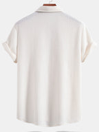 Men’s Casual Stretch Shirt – Polyester Spandex Blend, Comfortable Regular Fit Everyday Shirt for Work & Casual Wear