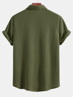 Men’s Casual Stretch Shirt – Polyester Spandex Blend, Comfortable Regular Fit Everyday Shirt for Work & Casual Wear