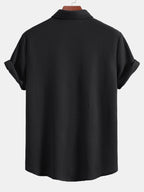Men’s Casual Stretch Shirt – Polyester Spandex Blend, Comfortable Regular Fit Everyday Shirt for Work & Casual Wear