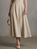 Women’s Minimalist Cotton-Blend Paneled Faux Two-Piece Midi Slip Dress – Elegant Modern Style
