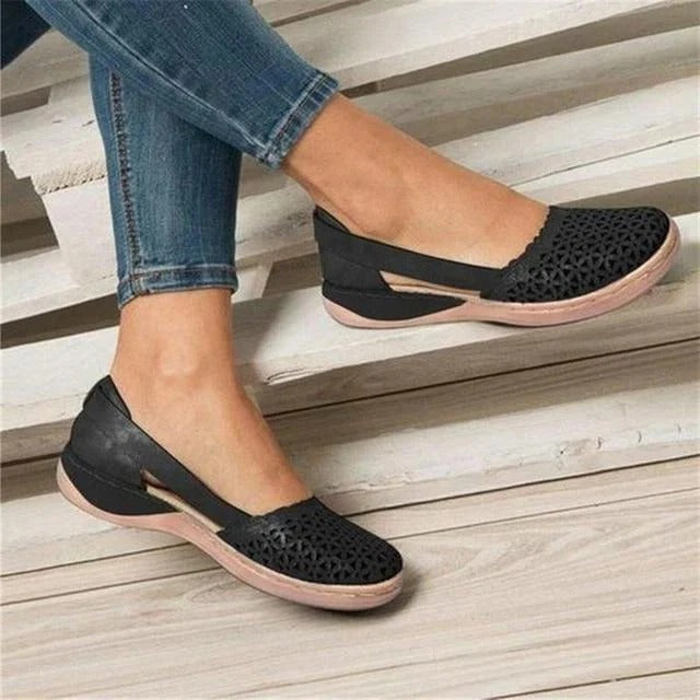 Women's Breathable Slip On Flats with Wide Toe Design