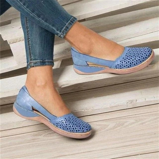 Women's Breathable Slip On Flats with Wide Toe Design