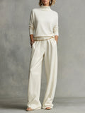 Women’s Ivory Soft Knit Turtleneck – Oversized High Neck Effortless Chic Top