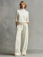 Women’s Ivory Soft Knit Turtleneck – Oversized High Neck Effortless Chic Top