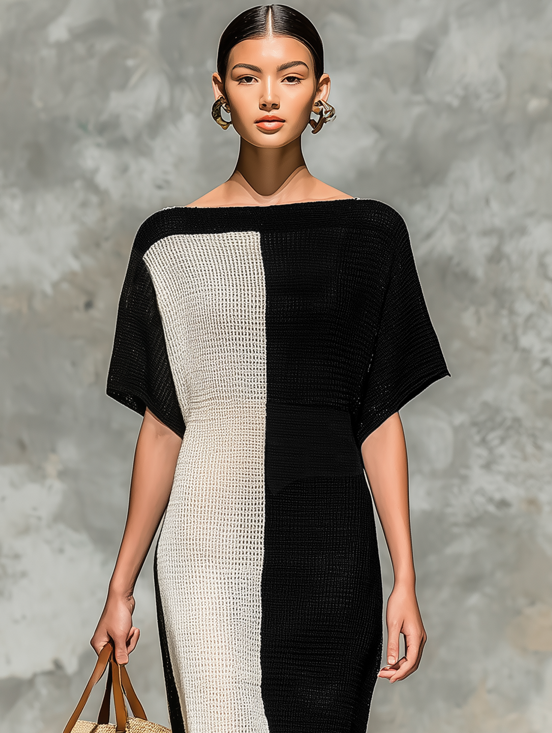 Women’s Minimalist Knit Boat Neck Maxi Dress — Short Sleeve Elegant Everyday Comfort Dress