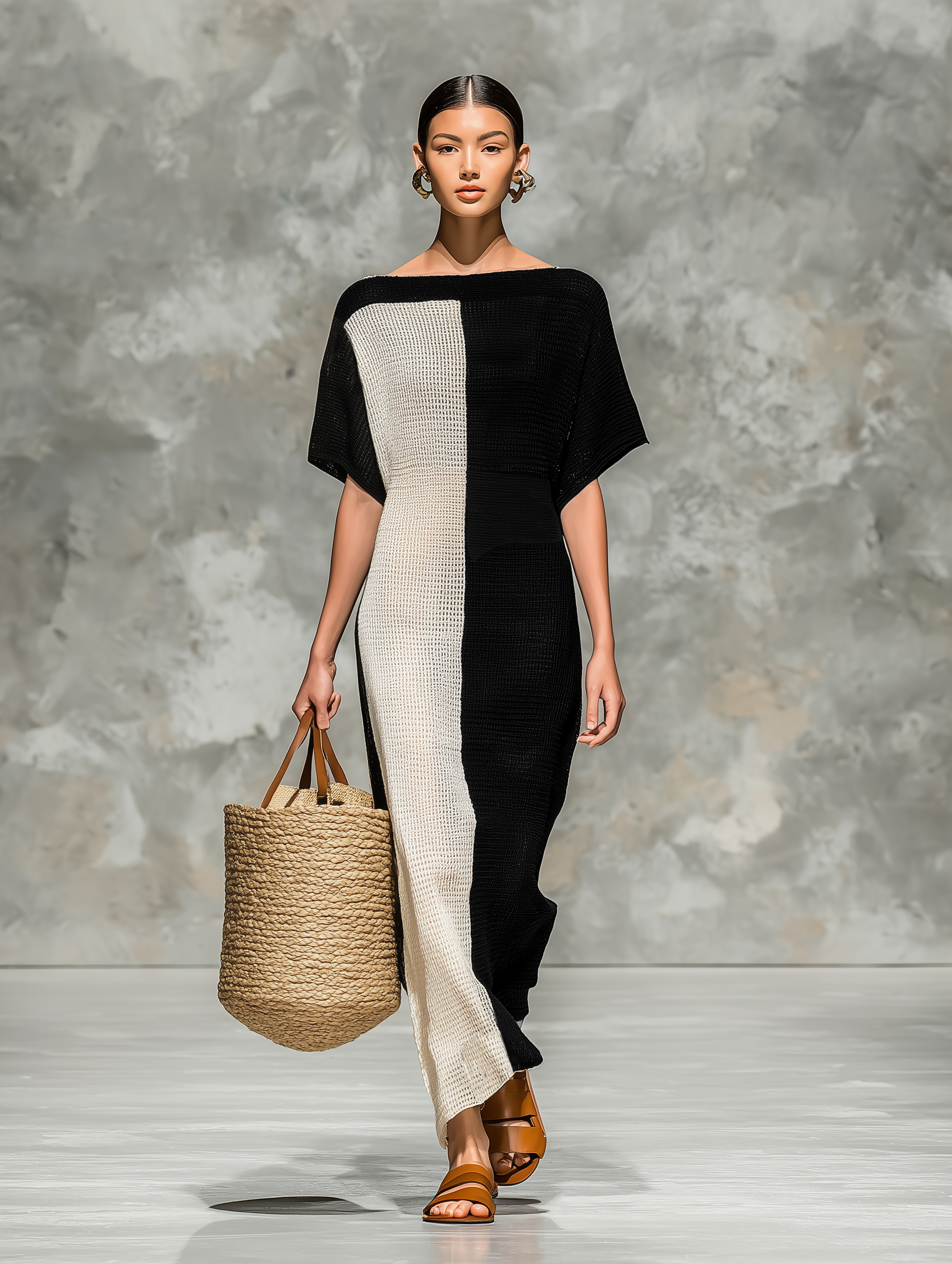 Women’s Minimalist Knit Boat Neck Maxi Dress — Short Sleeve Elegant Everyday Comfort Dress