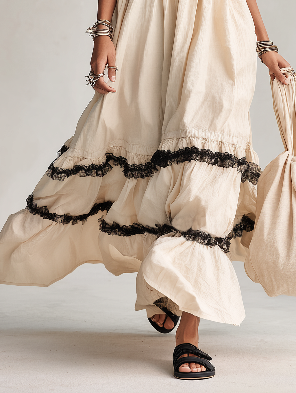 Women’s Minimalist Linen Blend Halter V Neck Maxi Dress Lace Trim Cinched Waist Sleeveless Elegant Summer Vacation Beach Resort Long Dress