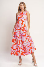 Women's Summer Dress with Square Neckline & Tie Back