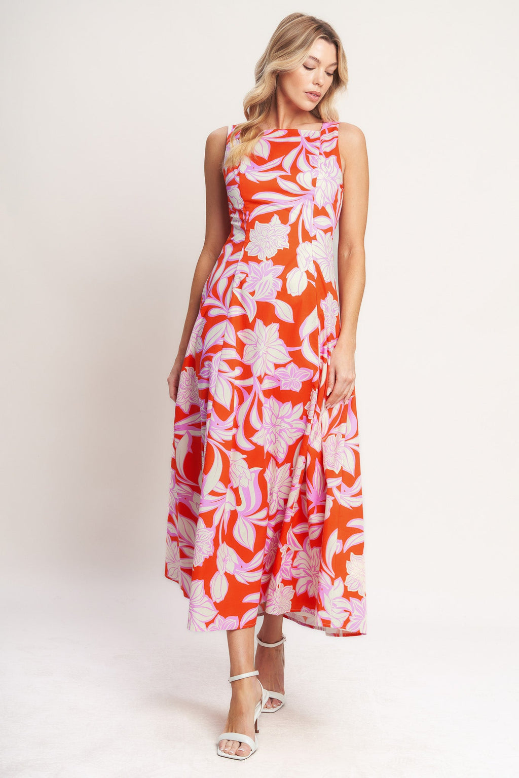 Women's Summer Dress with Square Neckline & Tie Back
