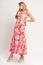 Women's Summer Dress with Square Neckline & Tie Back