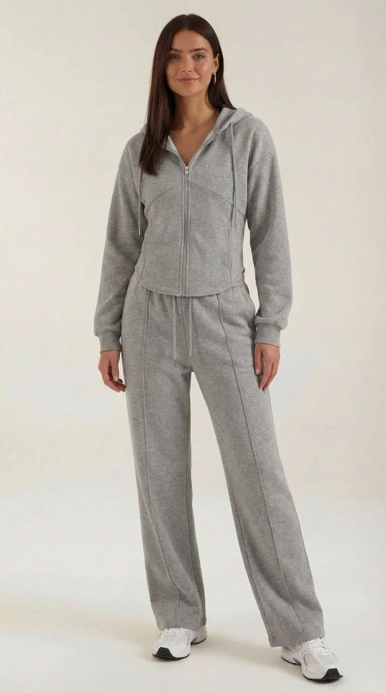 Yolanda Hoodie and Wide Leg Pants Set — Women’s 2 Piece Matching Loungewear Set Oversized Cozy Lounge Outfit