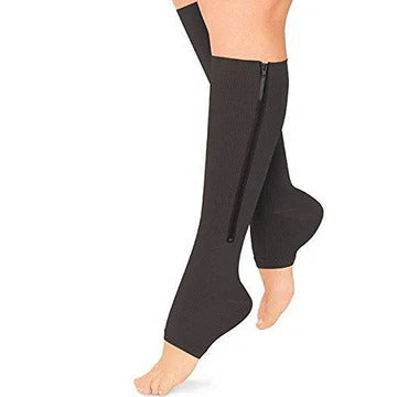 Zippered Graduated Compression Socks with Calf Sleeve Design