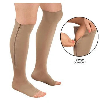 Zippered Graduated Compression Socks with Calf Sleeve Design