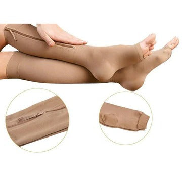 Zippered Graduated Compression Socks with Calf Sleeve Design