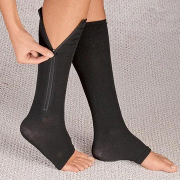 Zippered Graduated Compression Socks with Calf Sleeve Design