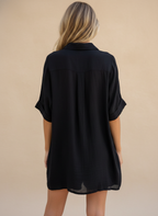 Women’s Two-Piece Linen Blend Set – Relaxed Oversized Shirt & Shorts Co-Ord Outfit, Eco-Friendly Breathable Summer Wear