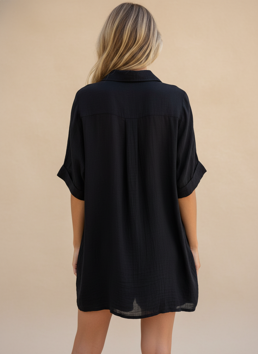 Women’s Two-Piece Linen Blend Set – Relaxed Oversized Shirt & Shorts Co-Ord Outfit, Eco-Friendly Breathable Summer Wear