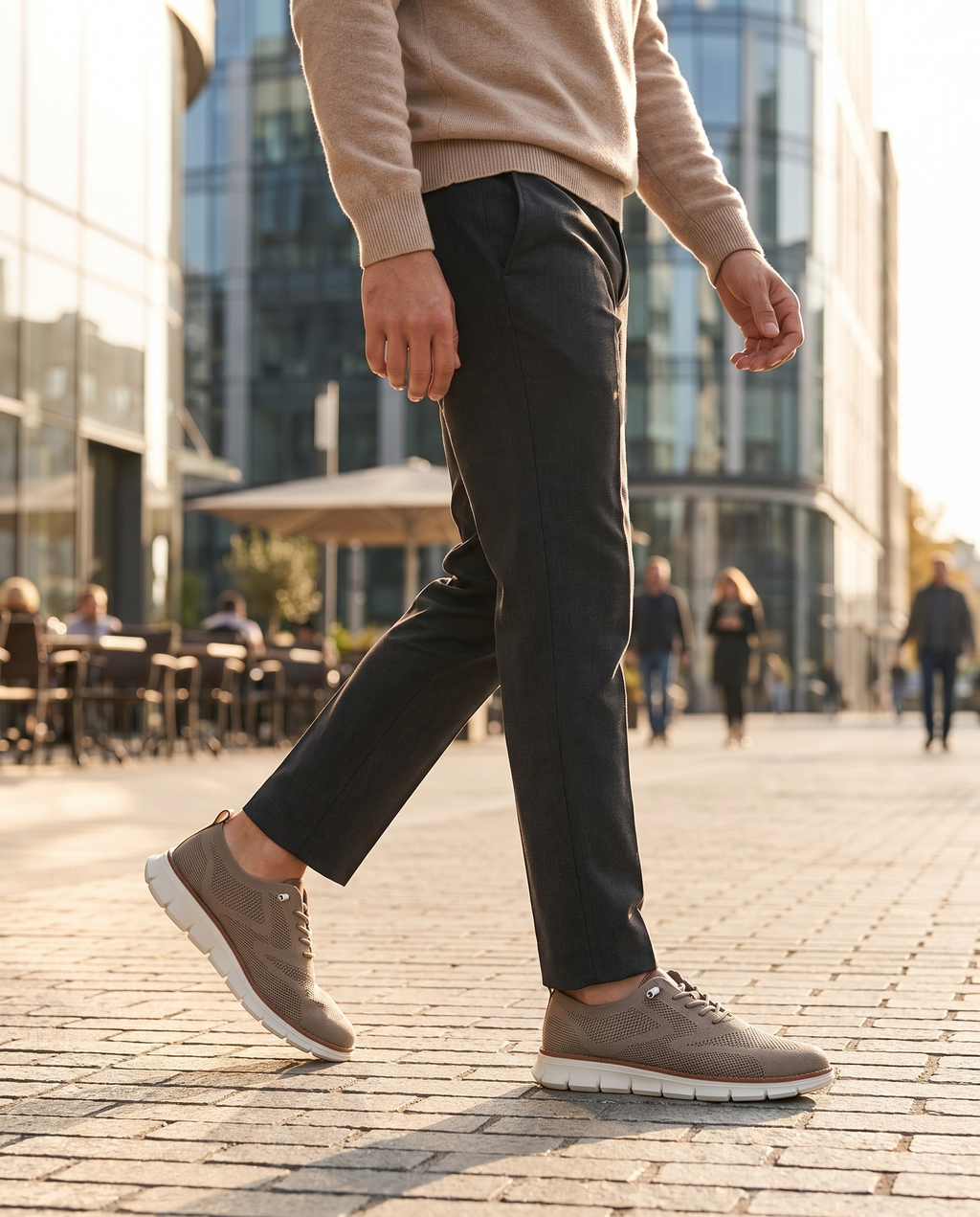 MGT urban slip-on shoes worn on a city street, lifestyle