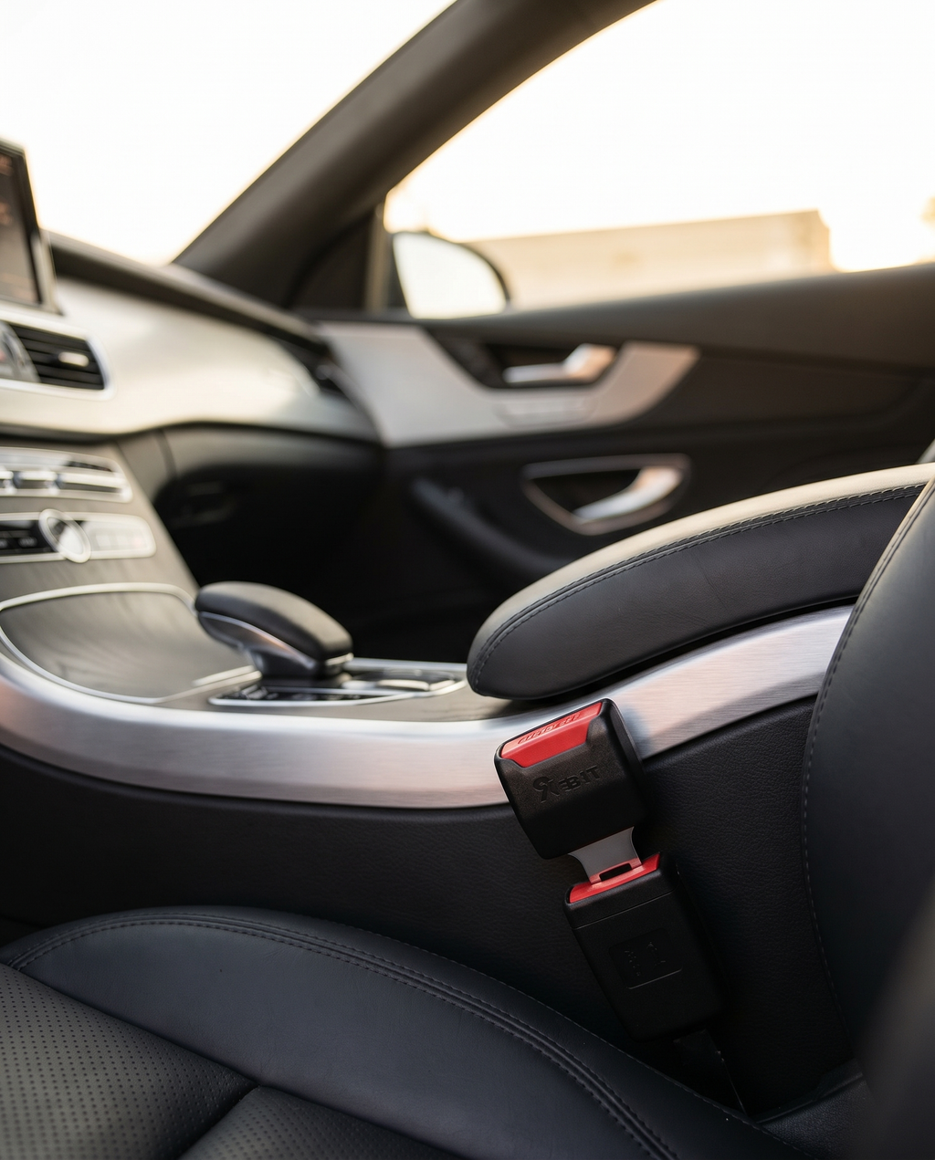Seat belt buckle extension in a car, lifestyle