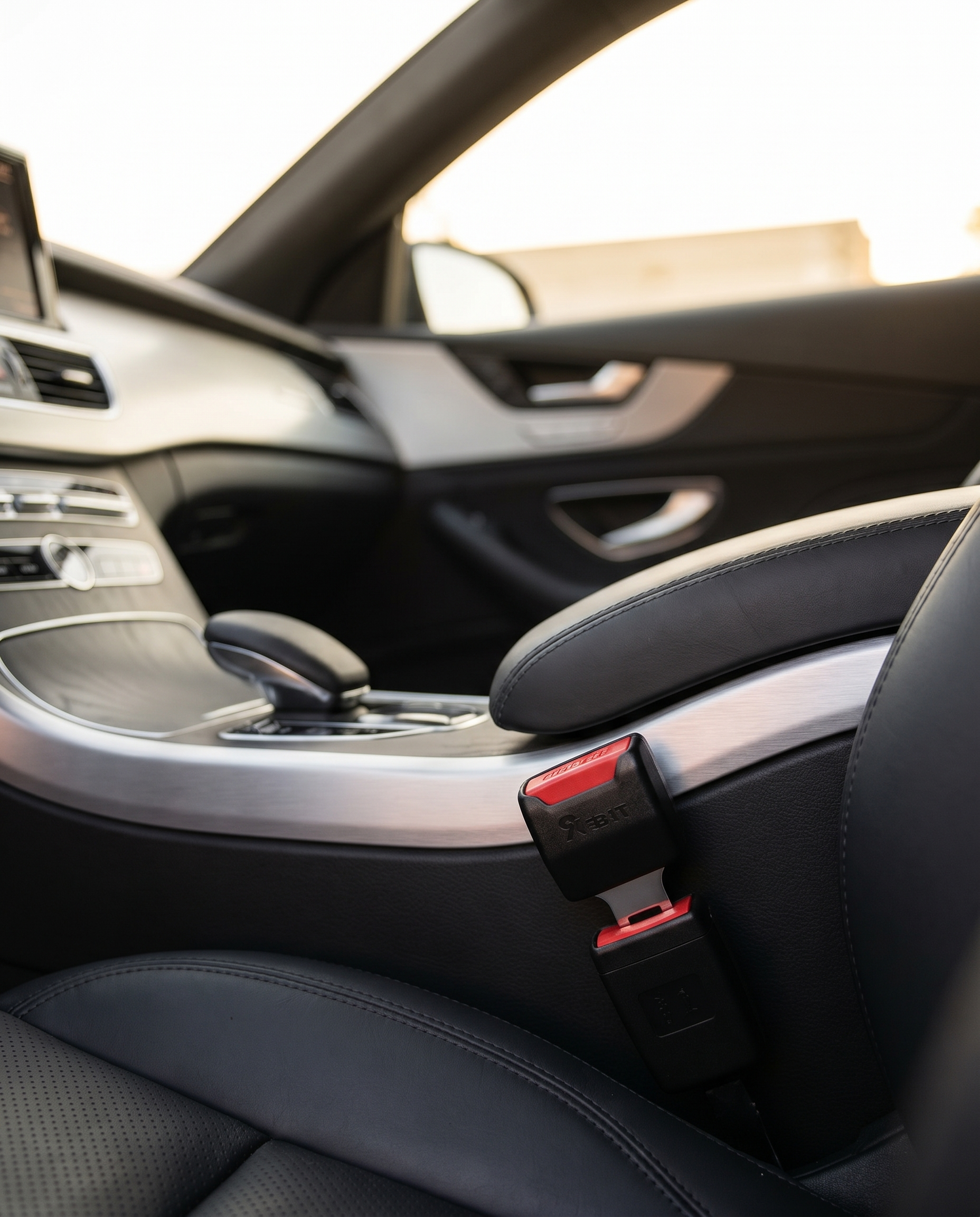 Seat belt buckle extension in a car, lifestyle