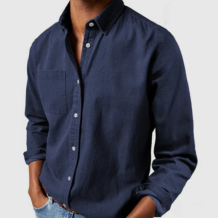 Men’s Casual Long Sleeve Button Shirt – Lightweight Relaxed Fit Everyday Essential